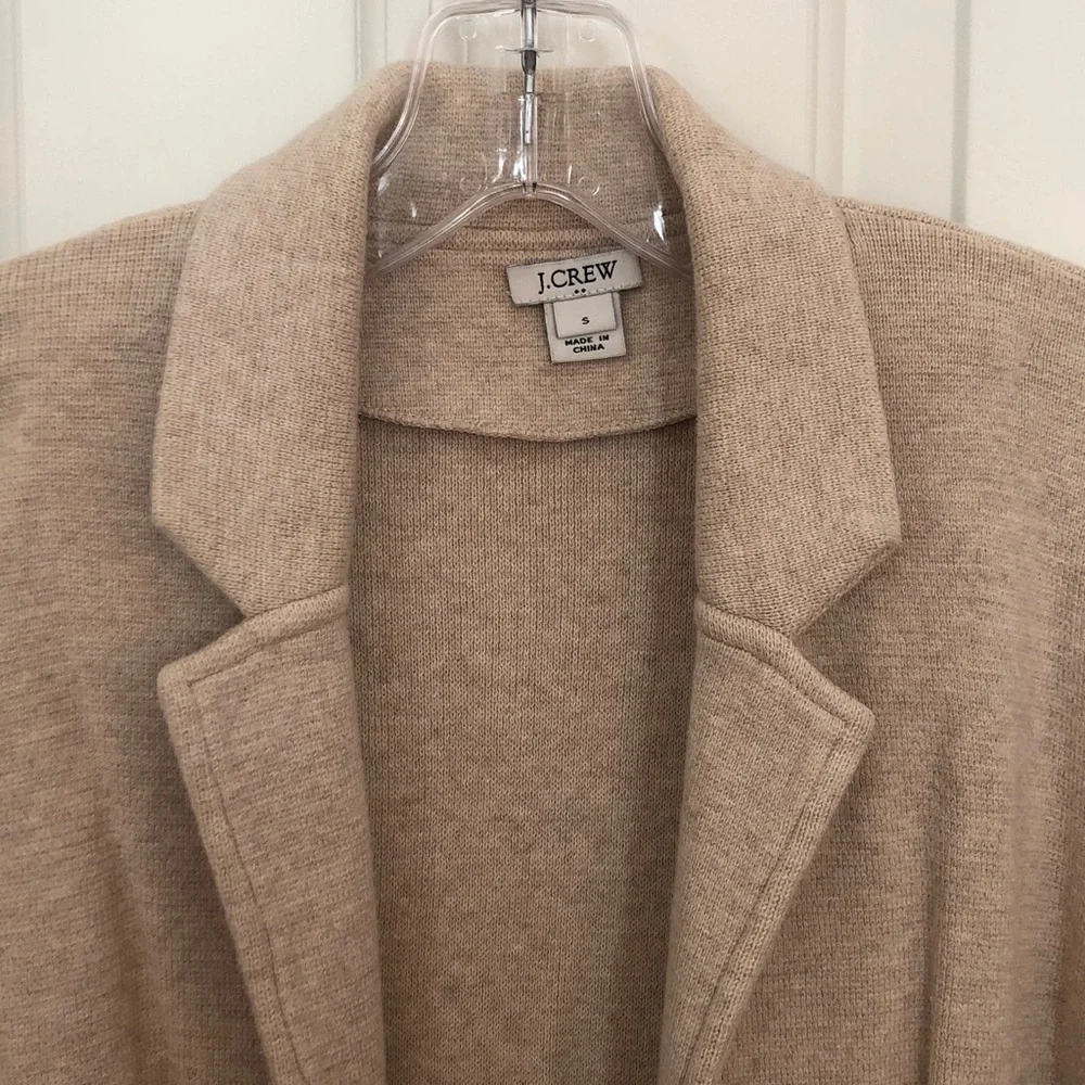 J. Crew Women's Open Front Tan Cardigan with Patch Pockets